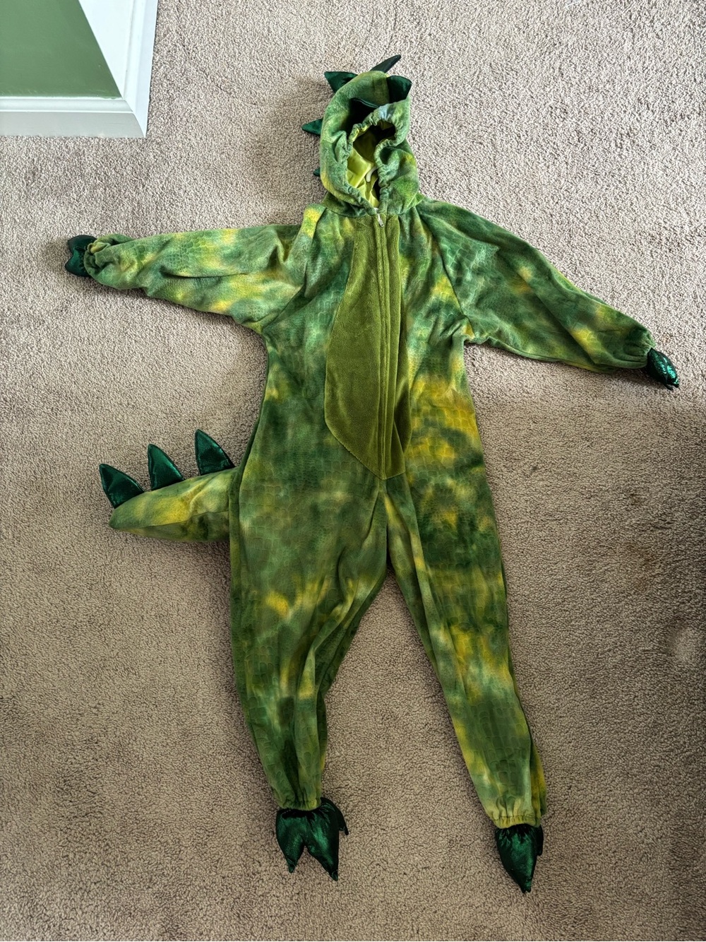 Target Green and Yellow Plush Dino Hoodie Jumpsuit Costume